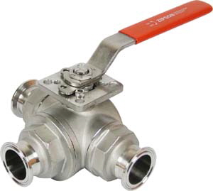 610A, 3-way sanitary ball valve, ISO direct mount, compact type
