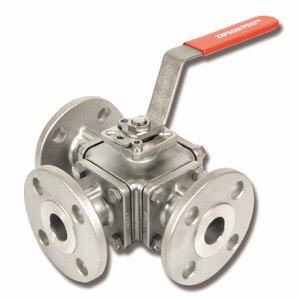 501F, 3-way flanged ball valve, ANSI, PN, JIS, DN15-300